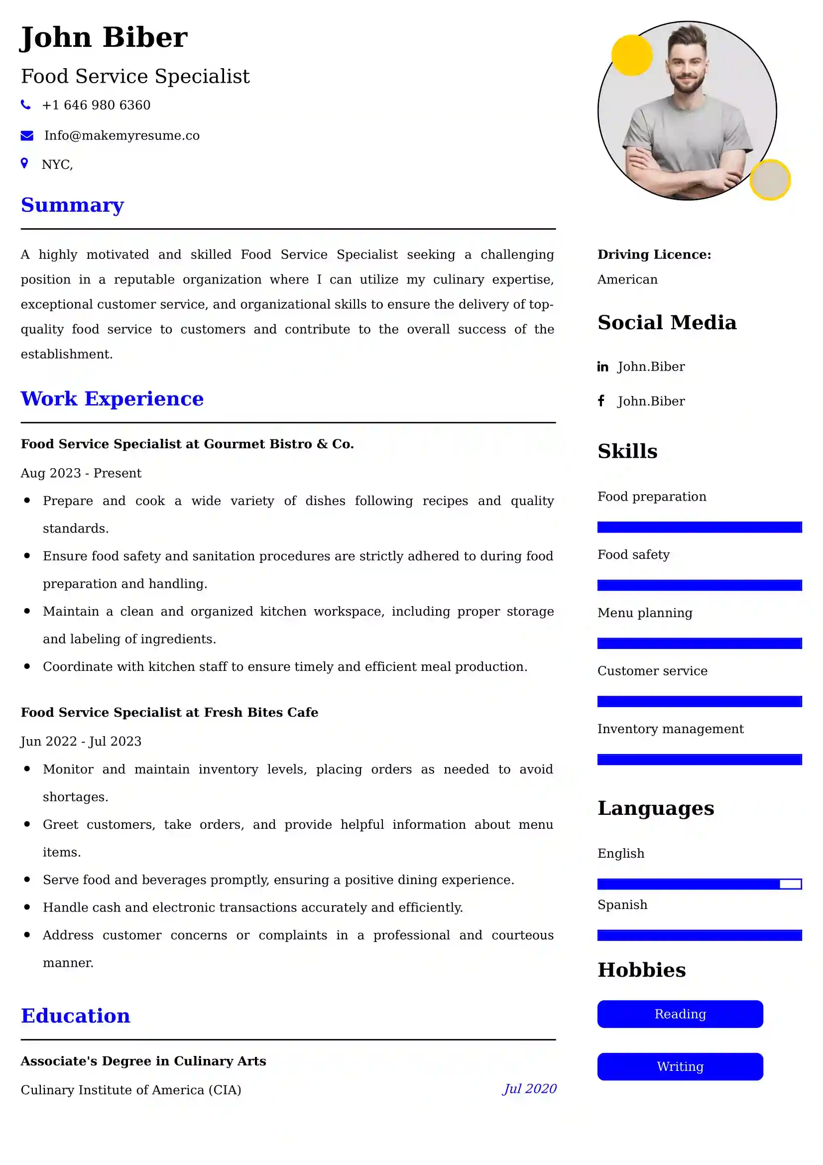 Culinary CV Examples | 75+ ATS-Friendly Samples and Guide
