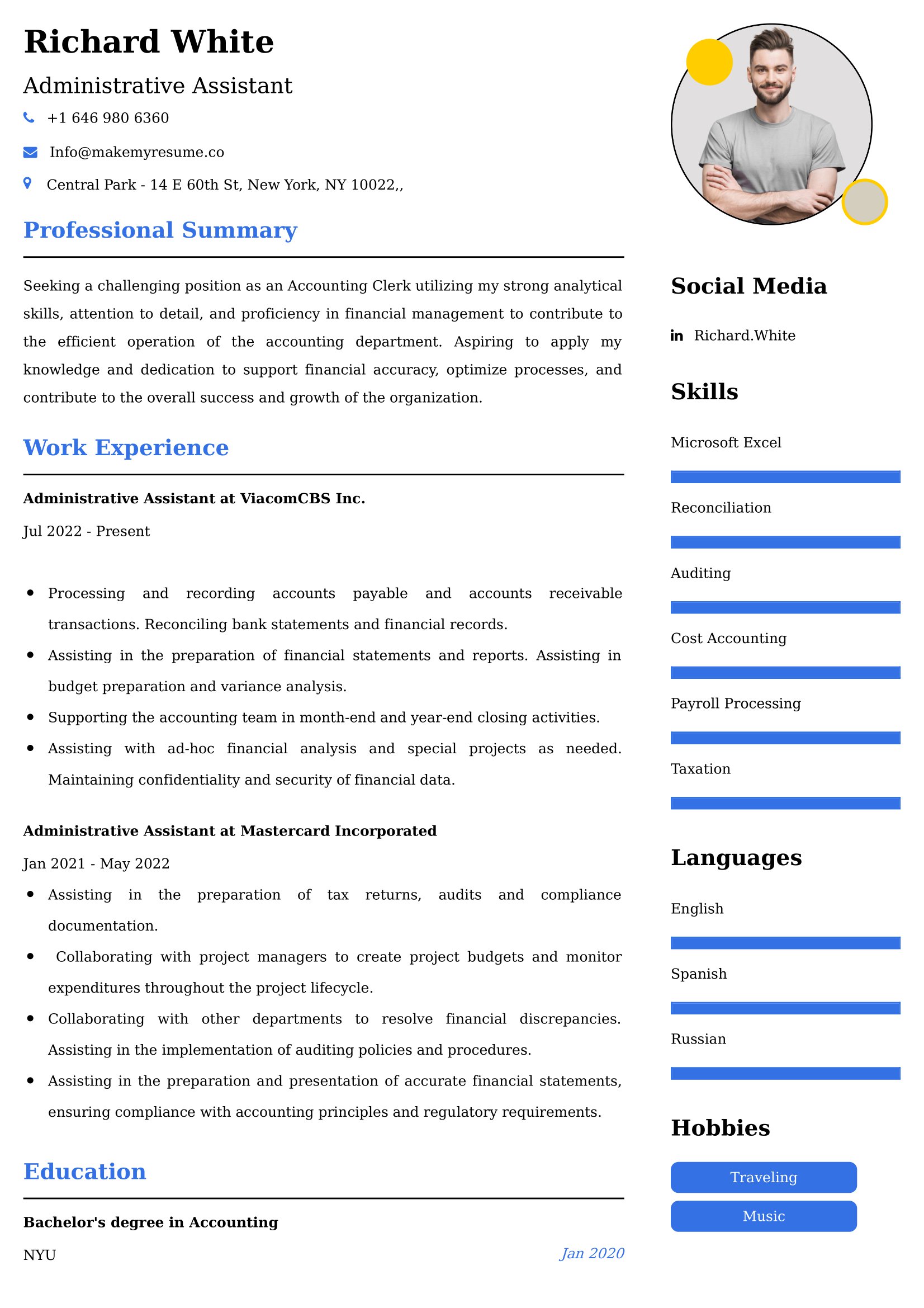 Administrative Assistant CV Examples - US Format