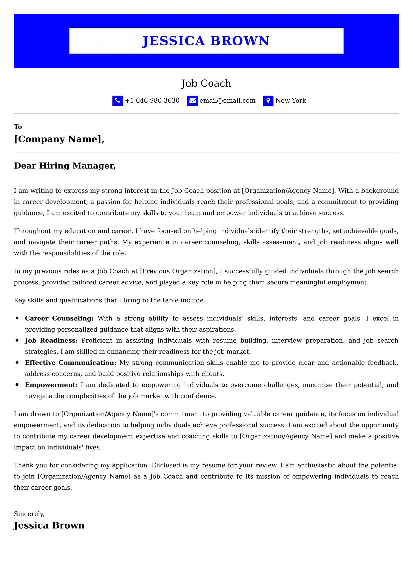 Job Coach Cover Letter Examples - US Format and Tips